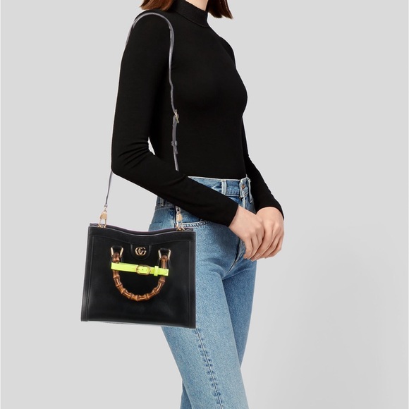 Gucci Black Leather Small Diana Tote with Bamboo Handles - Picture 4 of 6